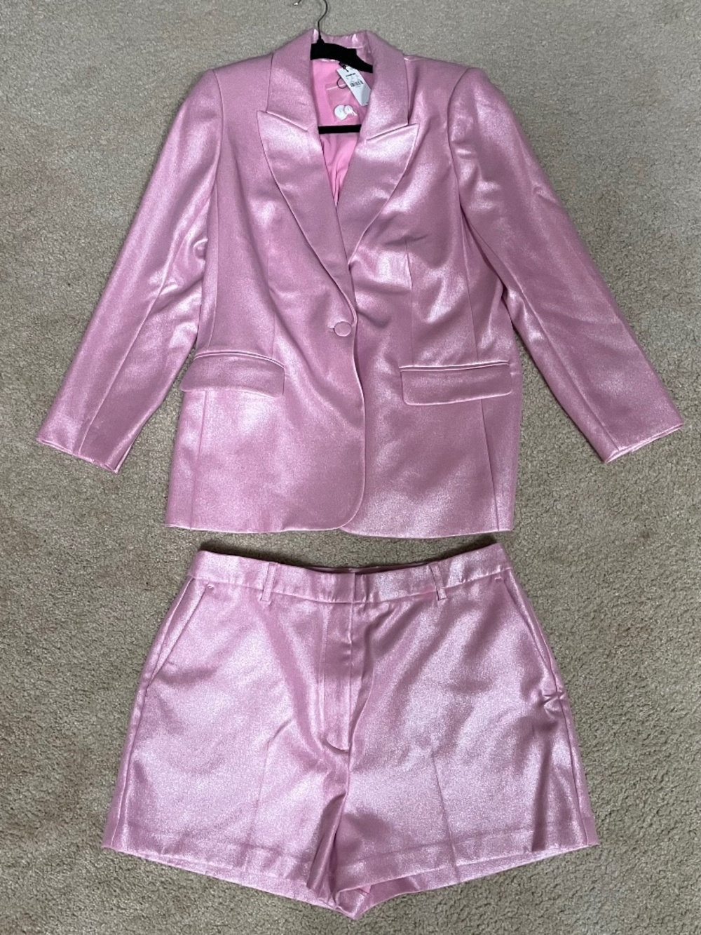 New with tags! Pink Shimmer Metallic Blazer and Shorts Set